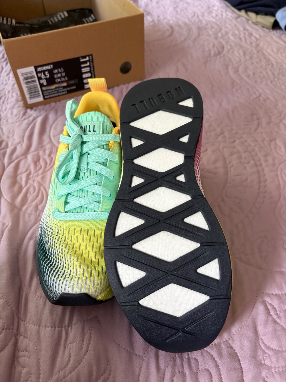 NOBULL Gradient Yellow Mint Pink Women's Sneakers - Picture 2 of 3